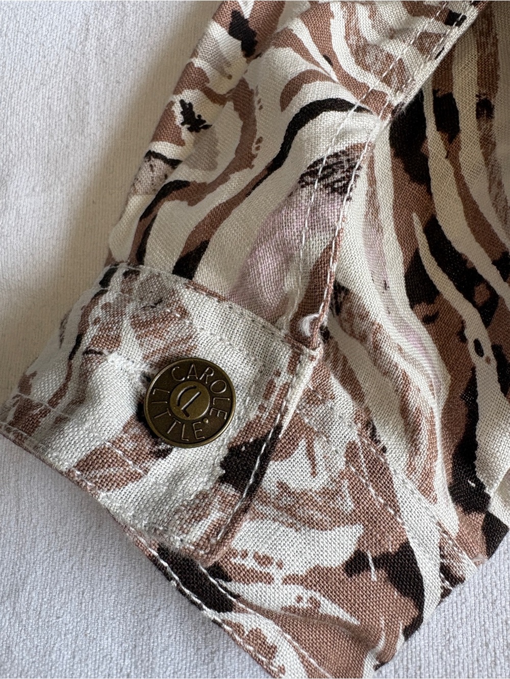Carole Little Women's Printed Button-Front Jacket in Beige and Brown - Picture 7 of 12
